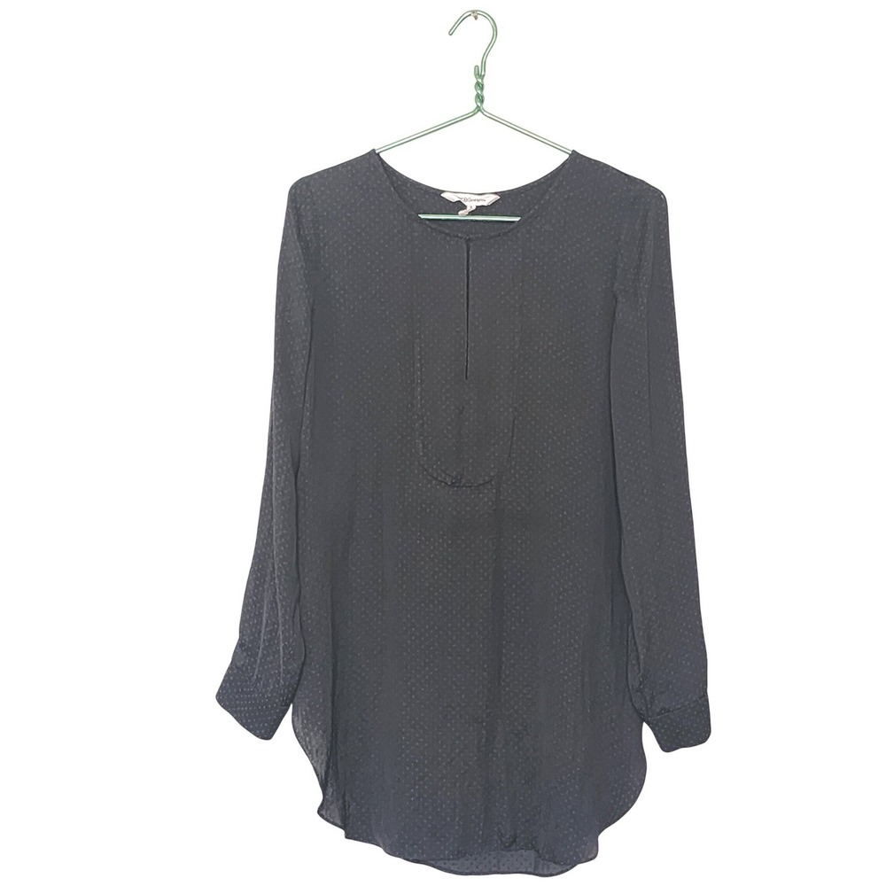 BCBGeneration Womens Black Jacquard Long Sleeve High Low Tunic Blouse S Capsule